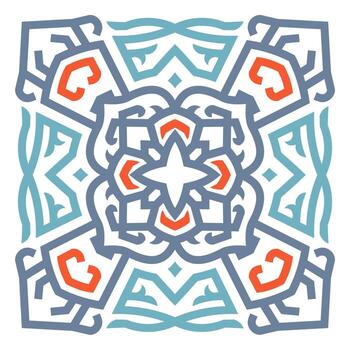 Celtic ornament tile background pattern with red, orange and green color vector