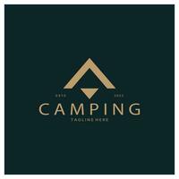 vintage and retro tent logo, camping. With tent, tree and bonfire sign. adventurers, scouts, climbers, camping equipment center vector