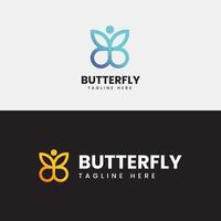 degradado mariposa logo y icono vector