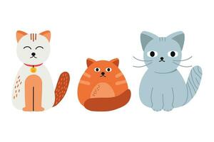 Draw vector illustration character design collection simple cats Cartoon style