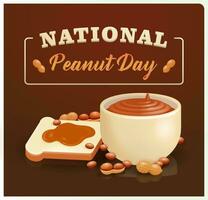 National Peanut Day. Premium delicious bread and peanut butter 3d vector, Perfect for events and advertising vector