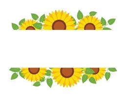 Sunflower border frame background. Sunflower template invitation greeting card. vector