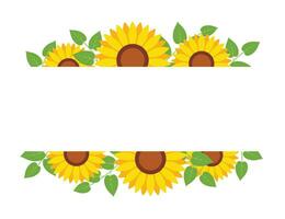 Sunflower border frame background. Sunflower template invitation greeting card. vector