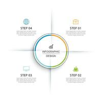 Infographics circle timeline with 4 number data template. Vector illustration abstract background.