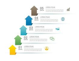 5 5 datos infografia flecha lengüeta papel índice cronograma modelo. vector ilustración resumen antecedentes.