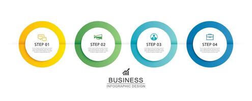 Infographics circle timeline with 4 number data template. Vector illustration abstract background.