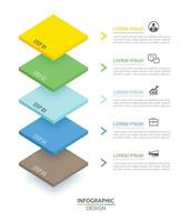 5 5 datos infografia lengüeta papel índice cronograma modelo. vector ilustración resumen antecedentes.