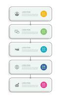 5 data infographics tab paper index timeline template. Vector illustration abstract background.