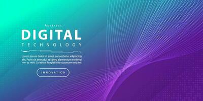 Digital technology banner green blue background concept with technology light effect, abstract tech, innovation future data, internet network, Ai big data, lines dots connection, illustration vector