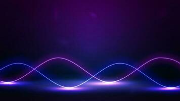 Purple empty scene with neon wave line lasers vector