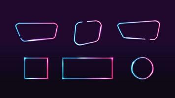 Collection of geometric gradient neon frames isolated for your arts. Pink and blue frames with copy space vector