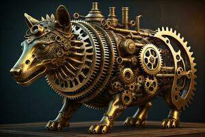 Steampunk mechanism with gears and cogwheels. ai generative photo