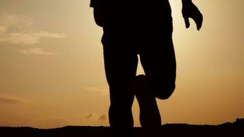 Exercise concept for good health. a man running a trail happily video