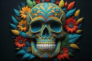 Day of the Dead sugar skull. Mexican sugar skull. ai generative photo