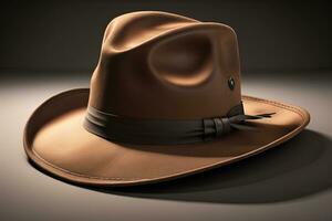 Cowboy hat on a wooden table. ai generative photo