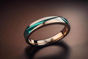 Wedding ring on a dark background. photo