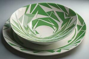 Empty plate on the wooden table. ai generative photo
