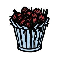 Basket with flowers vector