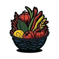 Fruta y vegetales cesta vector