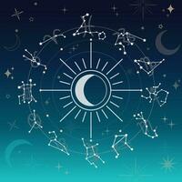 Zodiac signs in the solar system vector