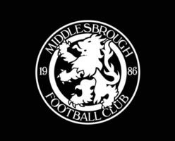 Middlesbrough club símbolo logo blanco primer ministro liga fútbol americano resumen diseño vector ilustración con negro antecedentes