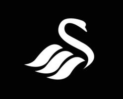 Swansea City Club Logo White Symbol Premier League Football Abstract Design Vector Illustration With Black Background