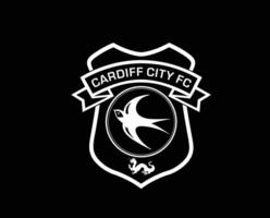 Cardiff ciudad club logo blanco símbolo primer ministro liga fútbol americano resumen diseño vector ilustración con negro antecedentes