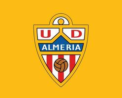 Almeria Club Logo Symbol La Liga Spain Football Abstract Design Vector Illustration With Yellow Background