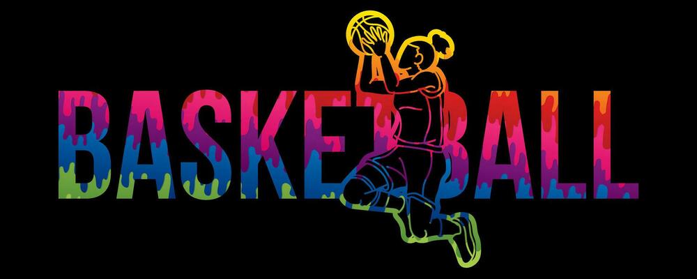 Basketball Text Designed with Female Sport Player Action