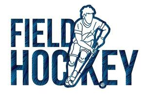 Field Hockey Text with Male Player vector