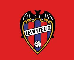 Levante Club Logo Symbol La Liga Spain Football Abstract Design Vector Illustration With Red Background