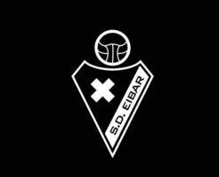 Eibar Club Logo Symbol White La Liga Spain Football Abstract Design Vector Illustration With Black Background