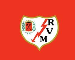 Rayo Vallecano Club Symbol Logo La Liga Spain Football Abstract Design Vector Illustration With Red Background