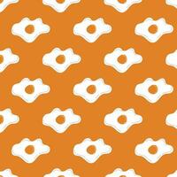 Fried eggs on orange background seamless pattern. Yummy breakfast. Vector hand drawn illustration seamless pattern.