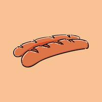 Vector illustration of a sausage. sausage isolated on soft brown color background. sausage vector or illustration art. can be used print, template, design element in web and mobile.