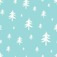 Winter forest seamless pattern with Christmas trees. Cute New Year wallpaper, web page background, surface textures, gifts. Creative hand Drawn textures for winter holidays. Vector illustration.