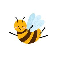 Cute baby honey bee character. Cartoon hand drawn happy flying bee insect vector isolated element perfect for children design, prints, cards, baby shower invitation. Funny bumblee illustration