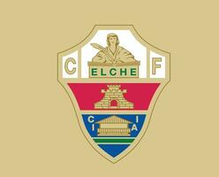 Elche Club Symbol Logo La Liga Spain Football Abstract Design Vector Illustration With Brown Background