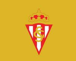 Sporting Gijon Club Symbol Logo La Liga Spain Football Abstract Design Vector Illustration With Yellow Background
