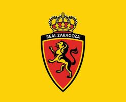 Real Zaragoza Club Logo Symbol La Liga Spain Football Abstract Design Vector Illustration With Yellow Background