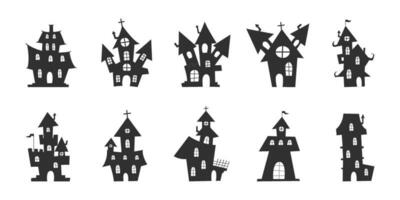 Set of Haunted House. scary halloween house collection vector