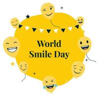 Happy world smile day Background with balloon emojis composition. vector