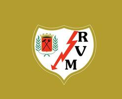 Rayo Vallecano Club Logo Symbol La Liga Spain Football Abstract Design Vector Illustration With Brown Background