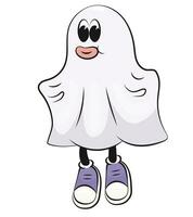 Funny ghost. Groove character, cartoon. Halloween ghost. Event. Groovy style flying ghost vector