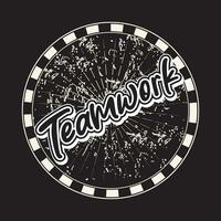 Teamwork motivational and inspirational quotes lettering text typography dark t shirt design vector