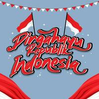 dirgahayu republik Indonesia tipografía cuales medio indonesio independencia día vector