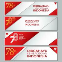 Collection of Dirgahayu Kemerdekaan Indonesia 78 banners which means 78th Indonesian Independence Day vector