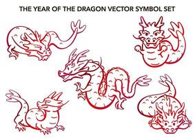 The Year Of The Dragon Vector  Zodiac Symbol Illustration Set Isolated On A White Background.