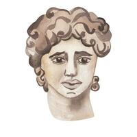 Bust of Apollo. Watercolor illustration. vector