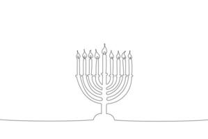 Janucá Menorah uno continuo línea vector ilustración